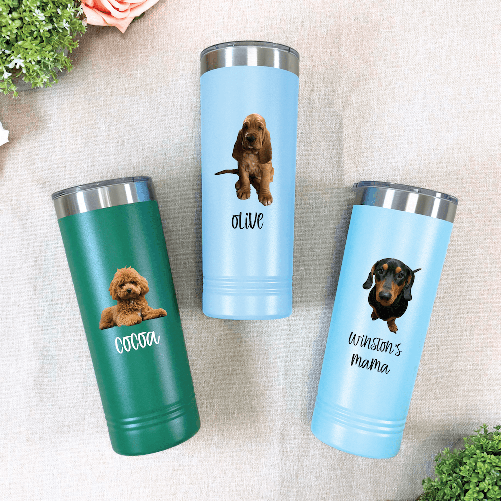 Custom Pet Photo Skinny Tumbler – 22oz Stainless Steel Personalized Cup