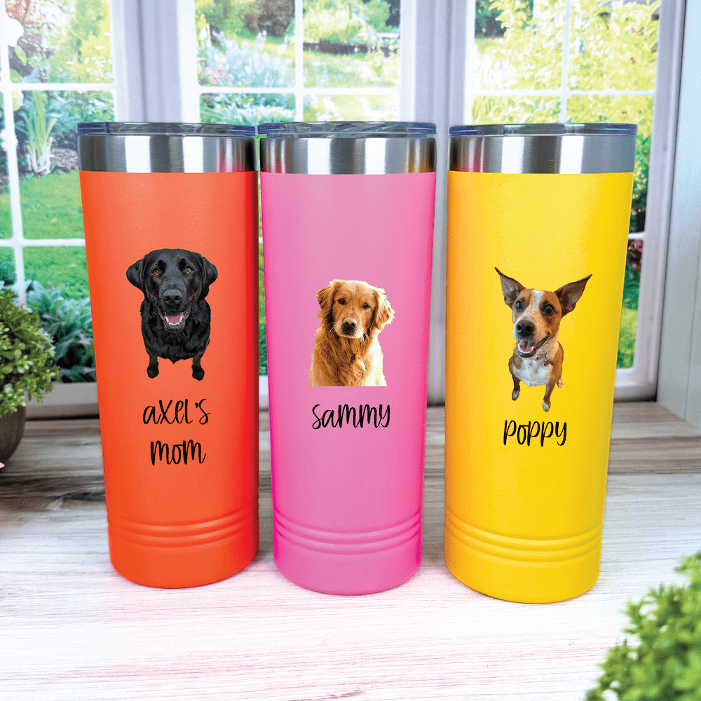 Custom Pet Photo Skinny Tumbler – 22oz Stainless Steel Personalized Cup