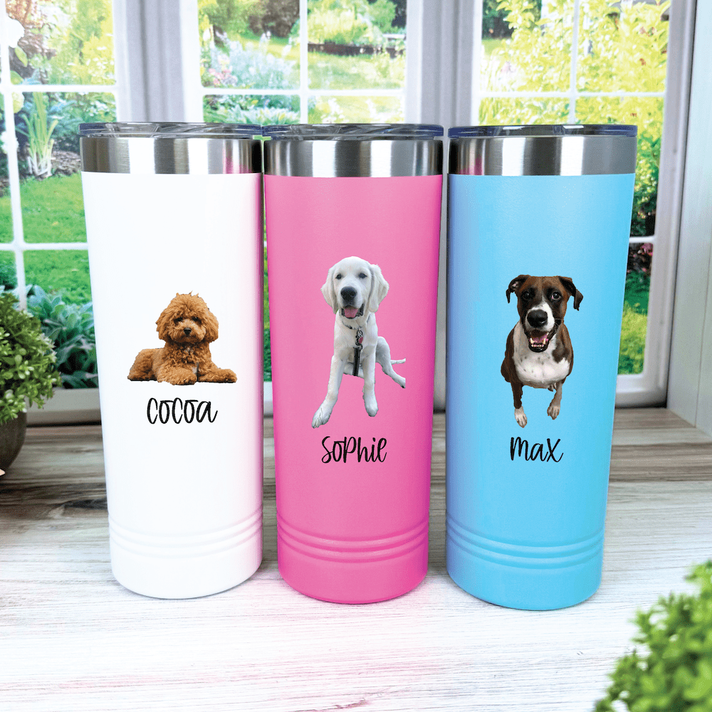 Custom Pet Photo Skinny Tumbler – 22oz Stainless Steel Personalized Cup