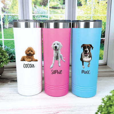 Custom Pet Photo Skinny Tumbler – 22oz Stainless Steel Personalized Cup