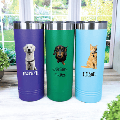 Custom Pet Photo Skinny Tumbler – 22oz Stainless Steel Personalized Cup