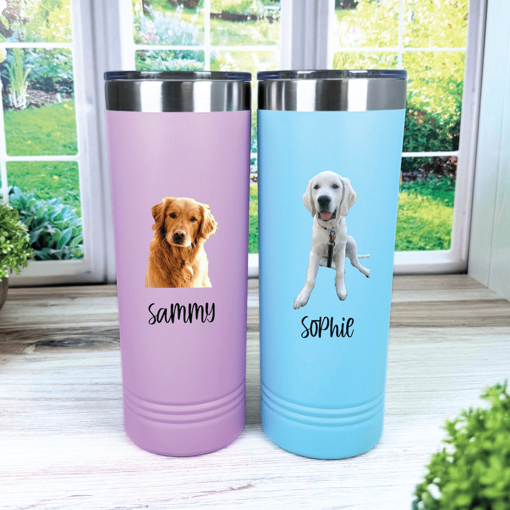 Custom Pet Photo Skinny Tumbler – 22oz Stainless Steel Personalized Cup