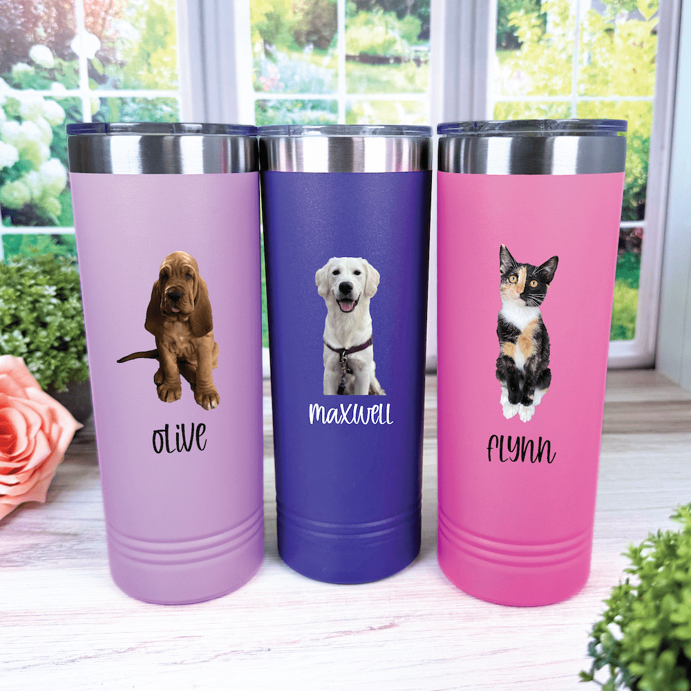Pet Photo Skinny Tumbler – 22oz UV Printed | Custom Pet Lover Gift