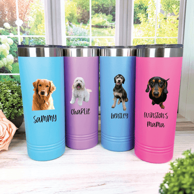 Custom Pet Photo Skinny Tumbler – 22oz Stainless Steel Personalized Cup