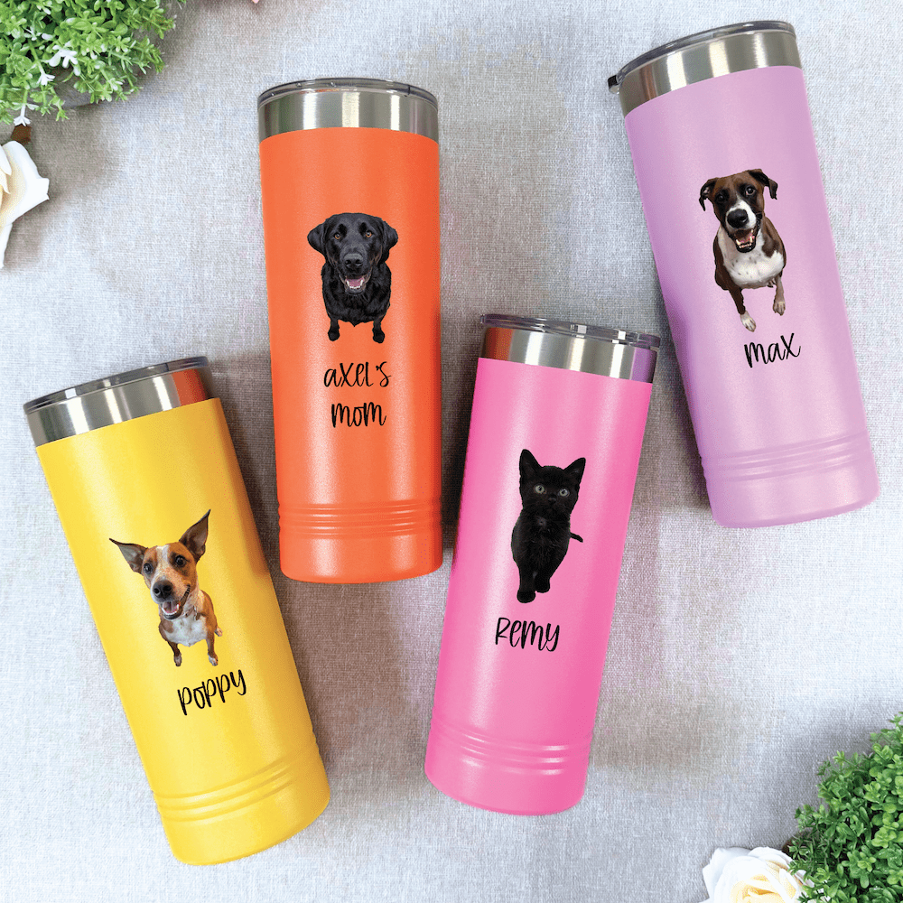 Custom Pet Photo Skinny Tumbler – 22oz Stainless Steel Personalized Cup
