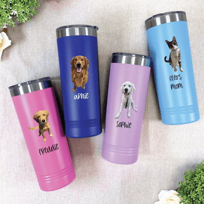 Pet Photo Skinny Tumbler – 22oz UV Printed | Custom Pet Lover Gift