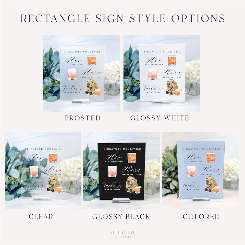 Wedding Bar Menu Print with Pet