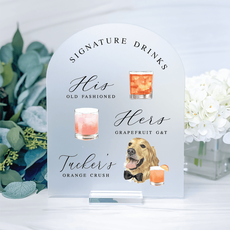 Wedding Bar Menu Print with Pet