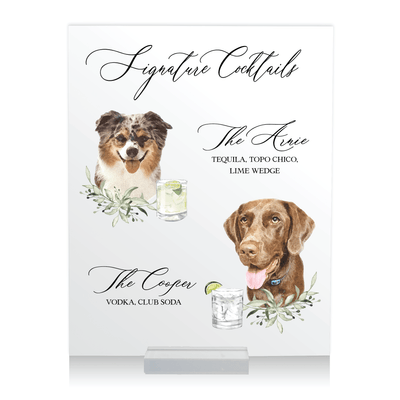 Acrylic Wedding Bar Menu Print -  Pets