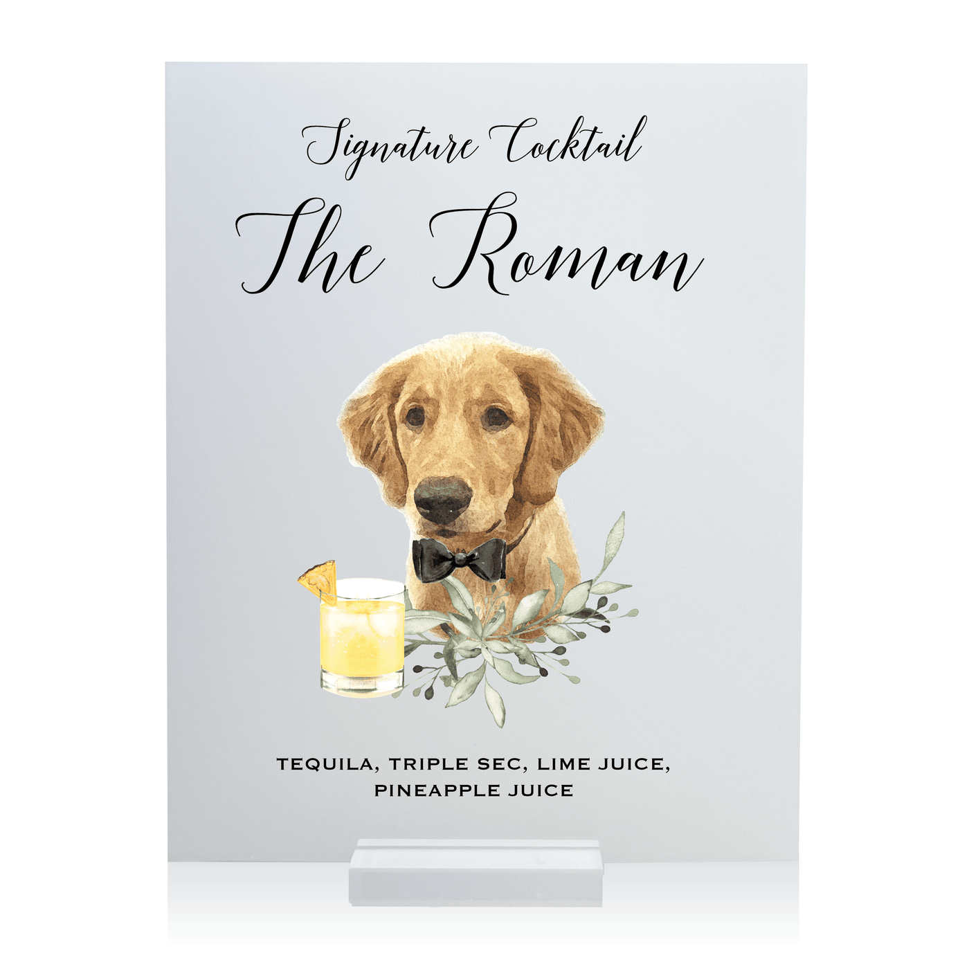 Wedding Bar Menu Print - One Pet