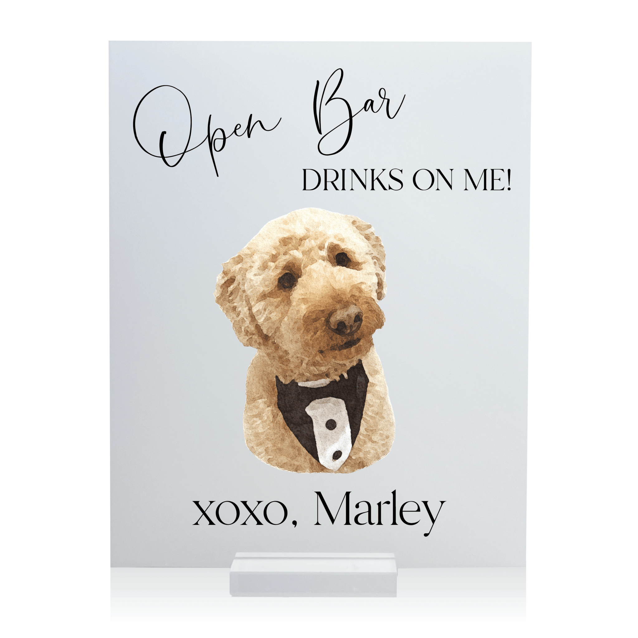 Open Bar Wedding Bar Sign with Pet - Bar Menu