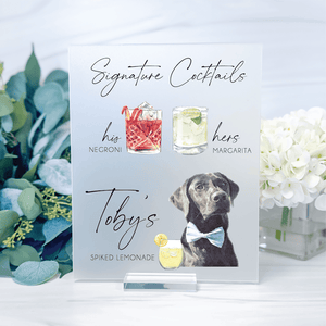 Signature Cocktail Wedding Bar Sign with Pet