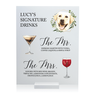 Signature Drinks Pet Wedding Bar Print