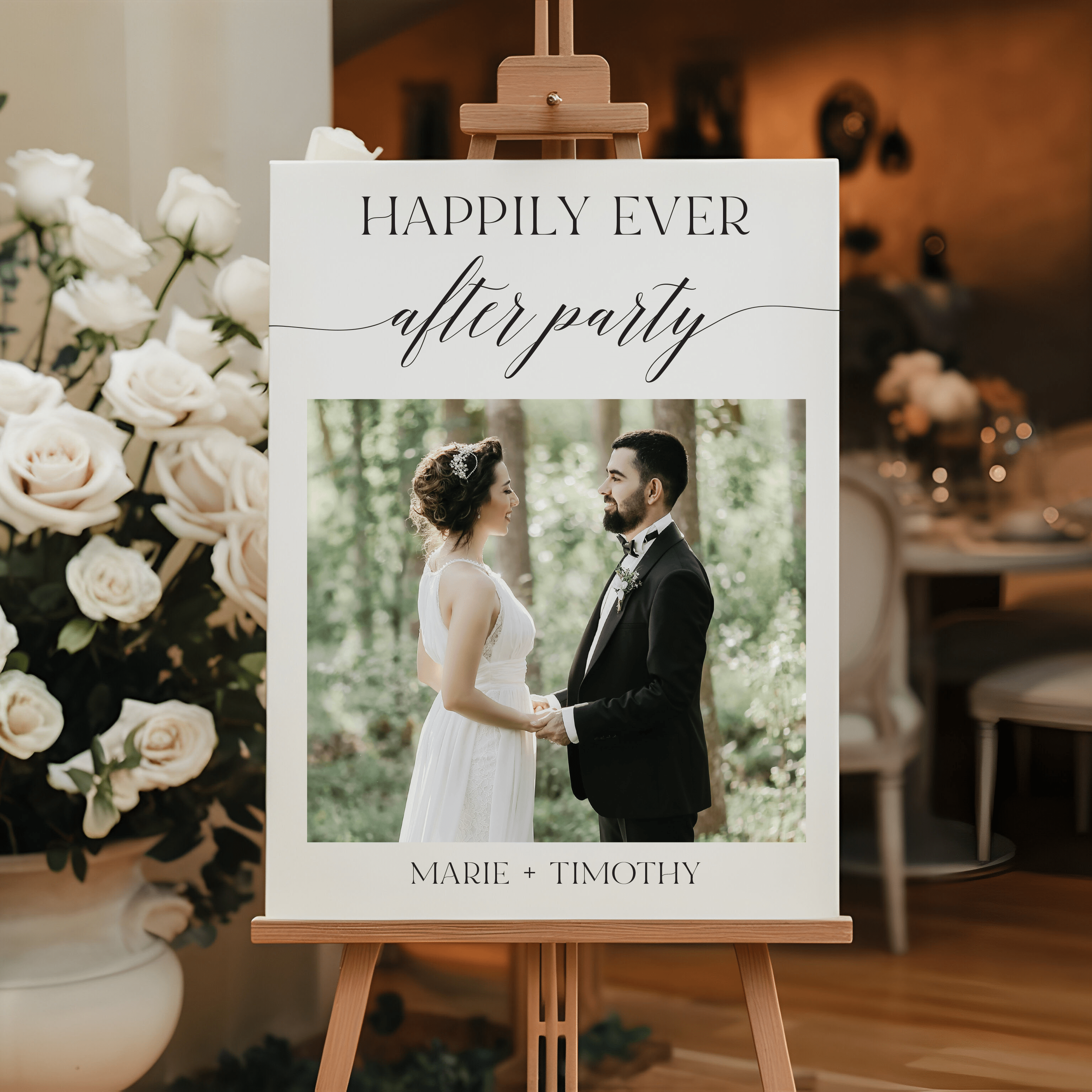 Happily Ever After Party Custom Photo Wedding Sign - Welcome Sign