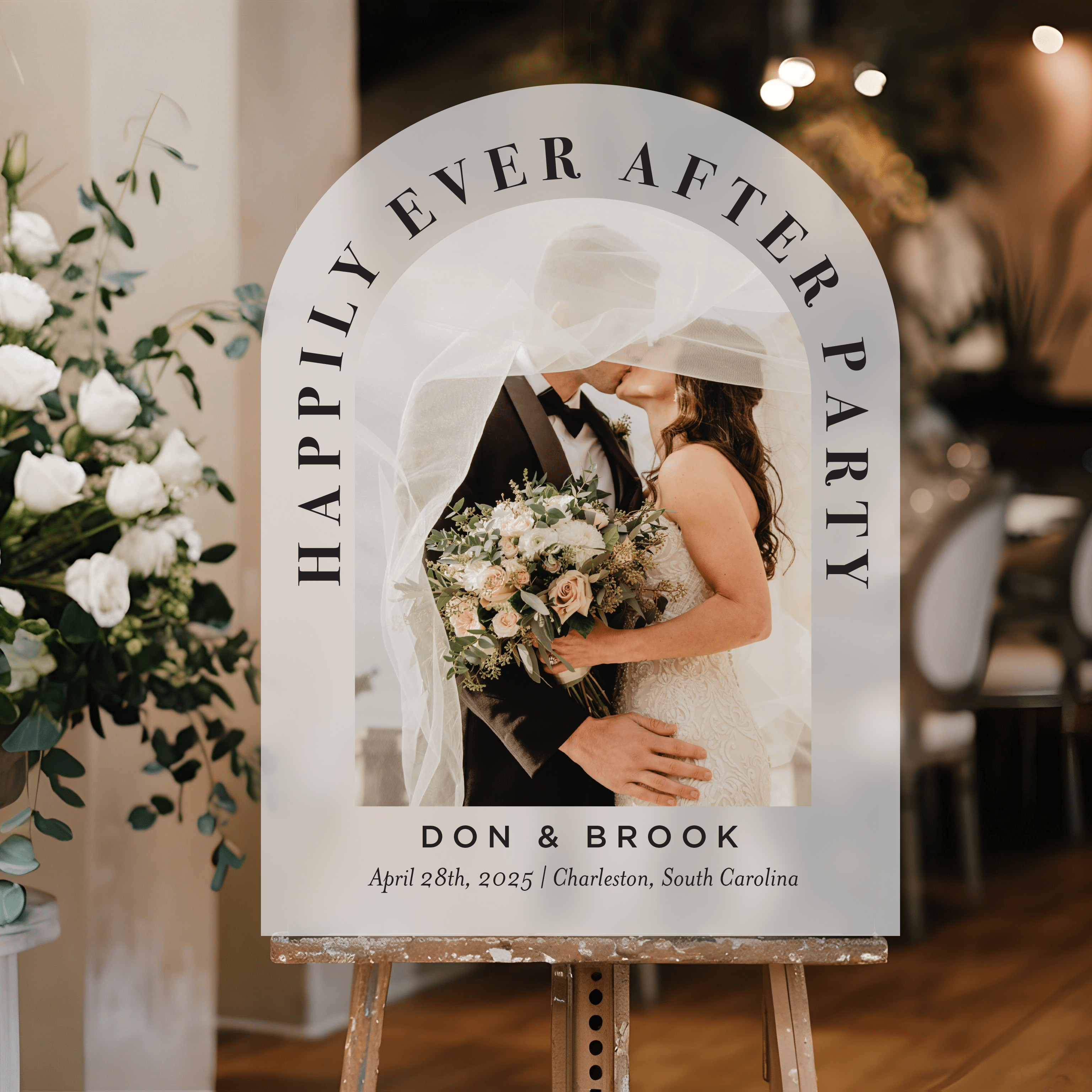 Happily Ever After Party Custom Photo Wedding Sign - Welcome Sign