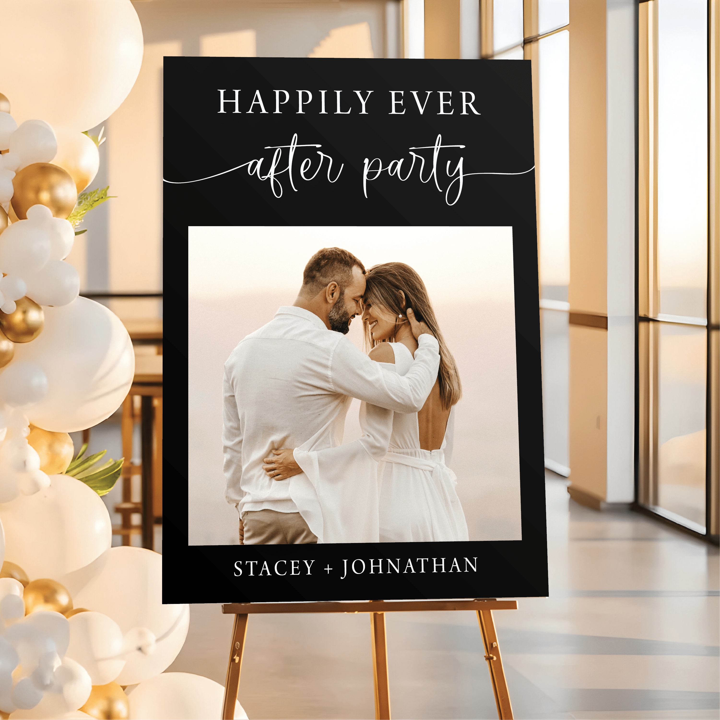 Happily Ever After Party Custom Photo Wedding Sign - Welcome Sign