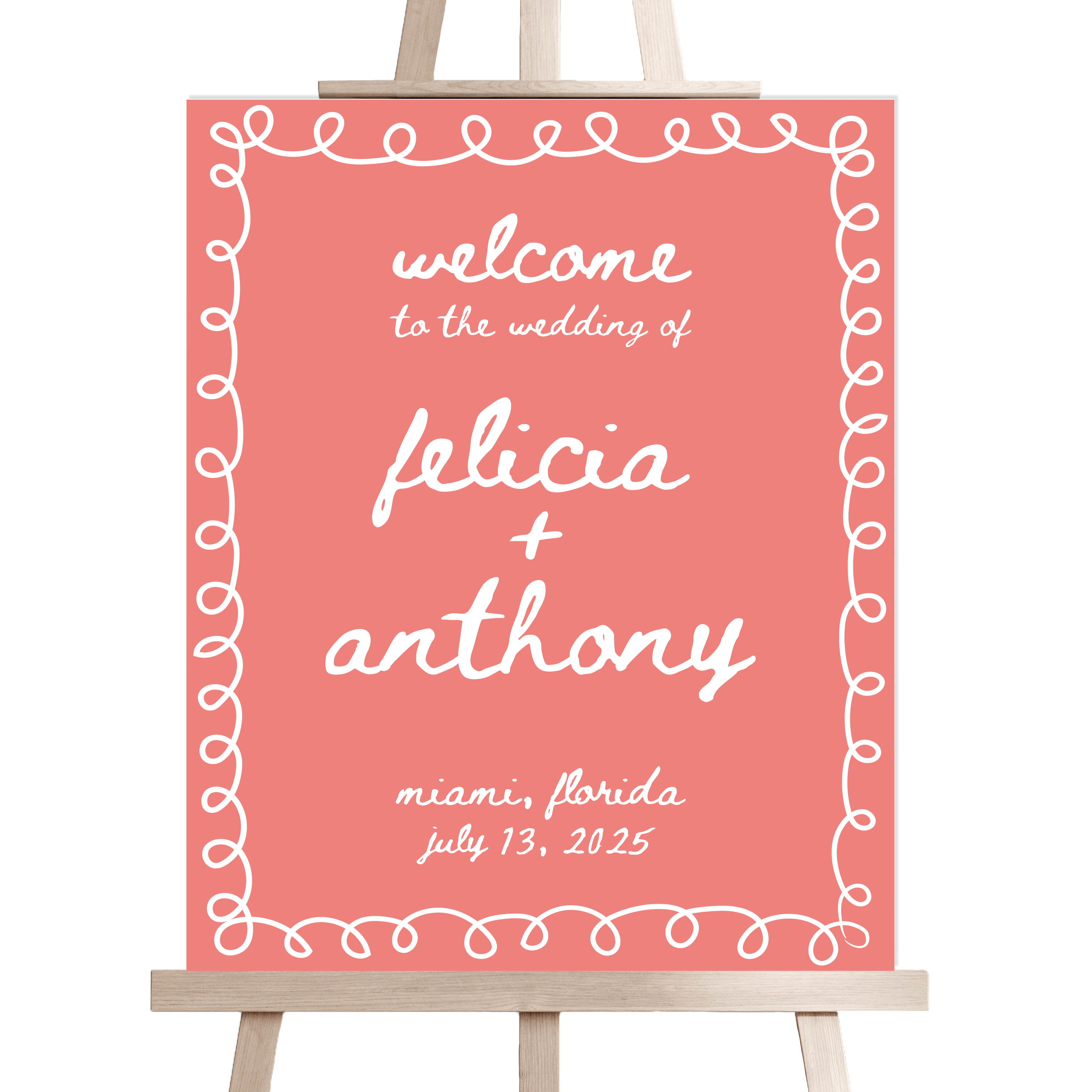 First Names Wedding Welcome Sign - Welcome Sign