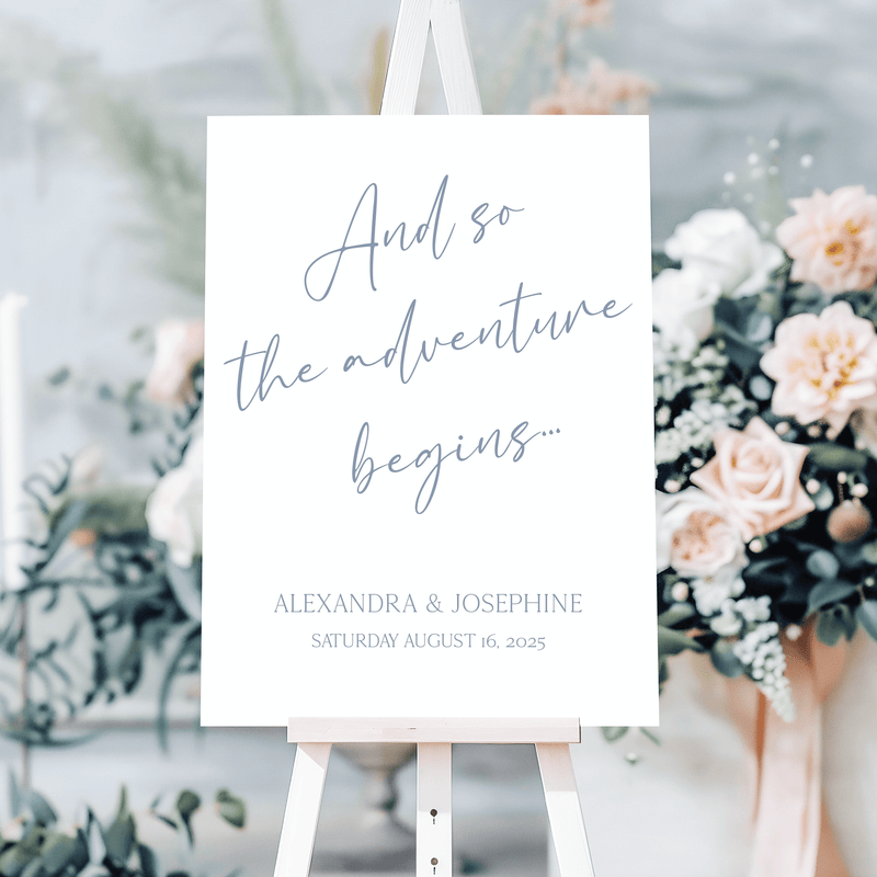 And So The Adventure Begins Wedding Welcome Sign - Welcome Sign