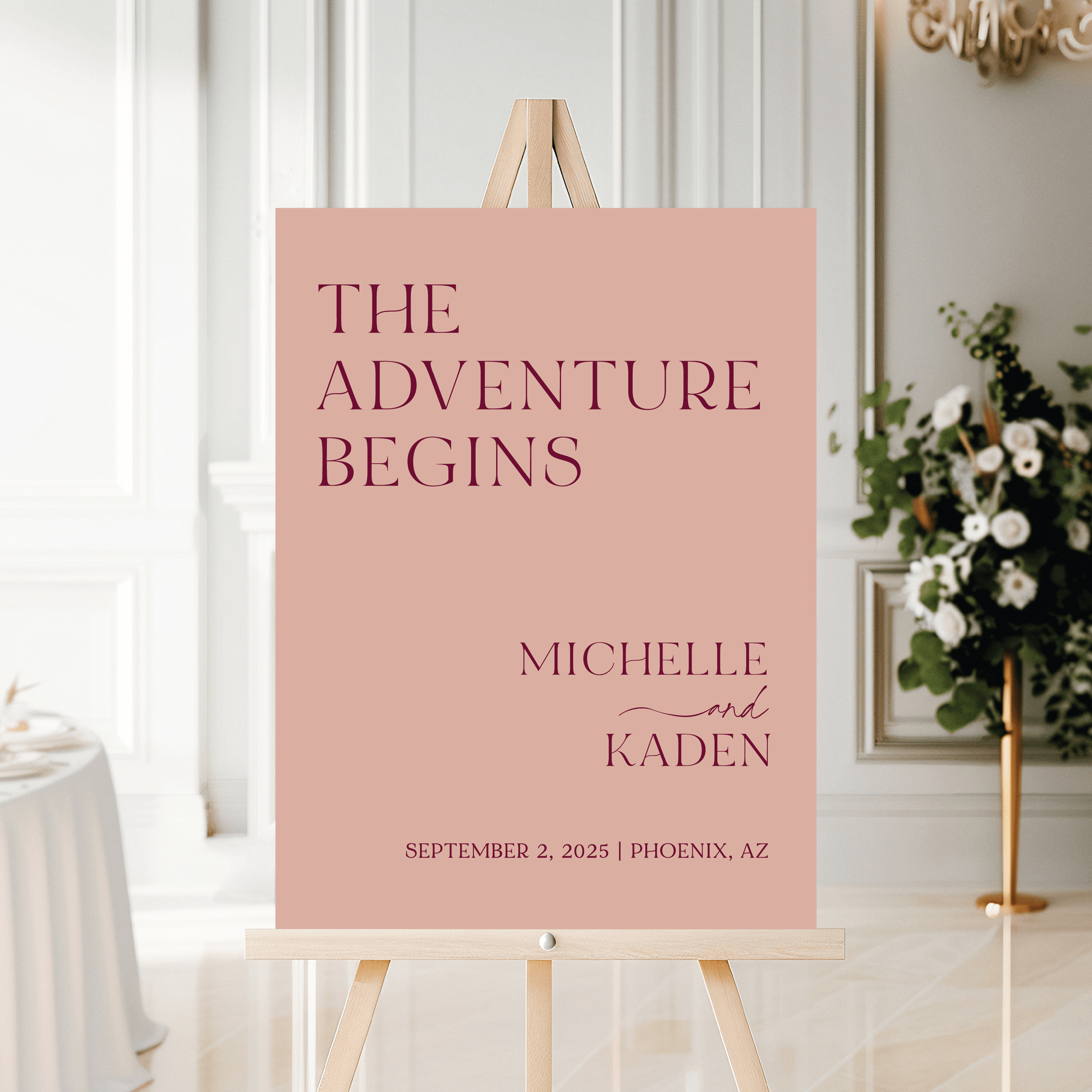 The Adventure Begins Wedding Welcome Sign - Welcome Sign