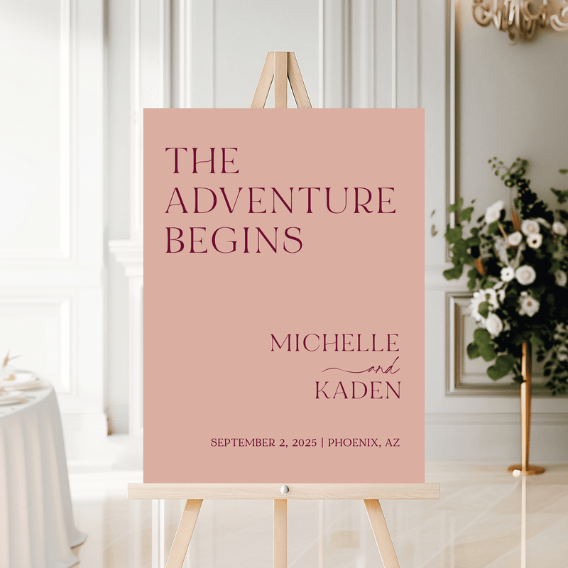 The Adventure Begins Wedding Welcome Sign - Welcome Sign