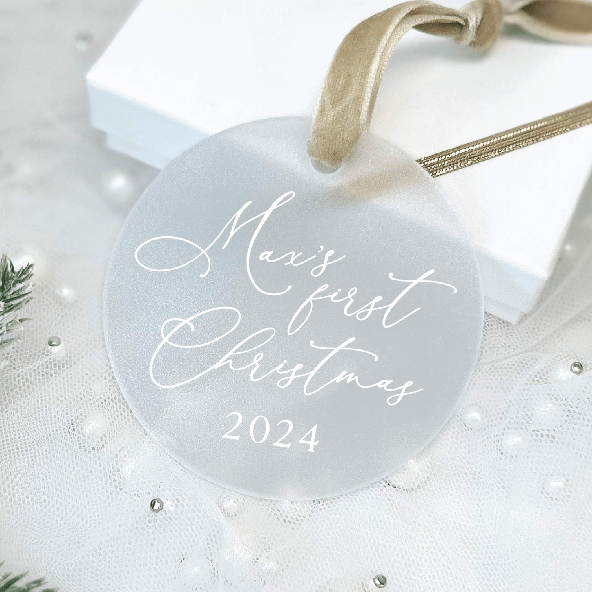 Baby's First Christmas Ornament - Calligraphy - Ornament - Acrylic