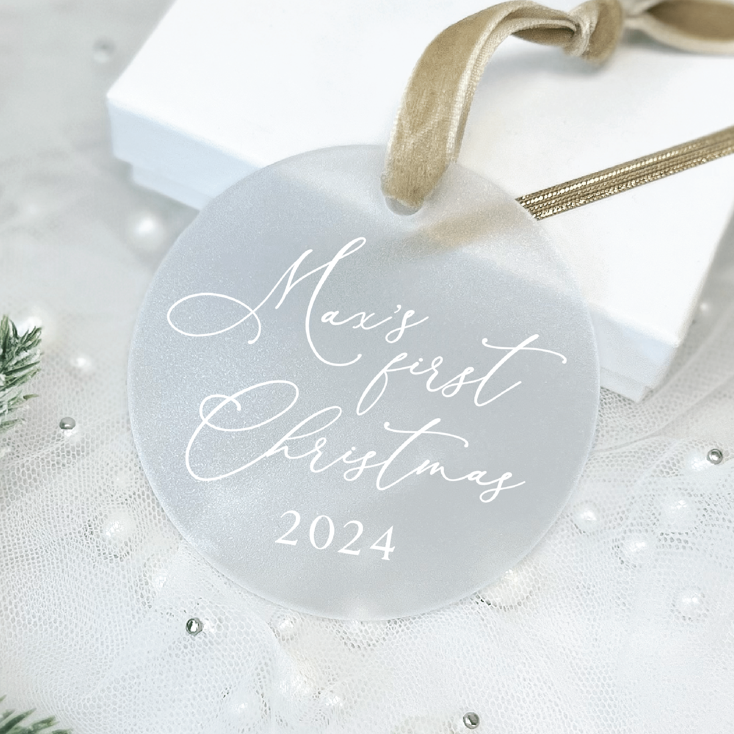 Baby's First Christmas Ornament - Calligraphy - Ornament - Acrylic