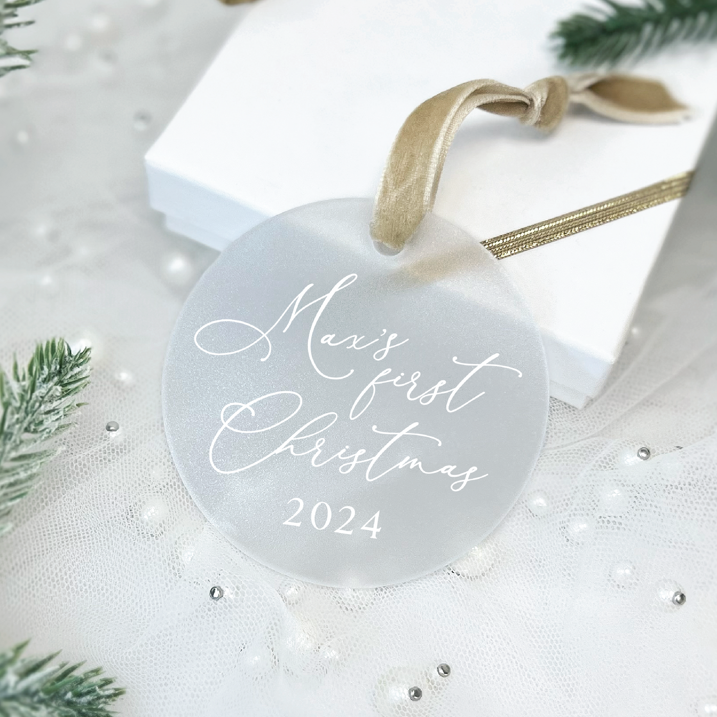 Baby's First Christmas Ornament - Calligraphy