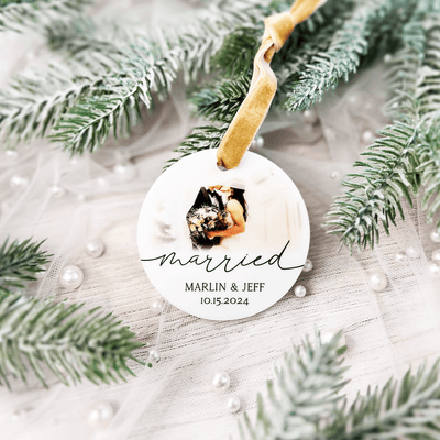 Married Christmas Photo Ornament