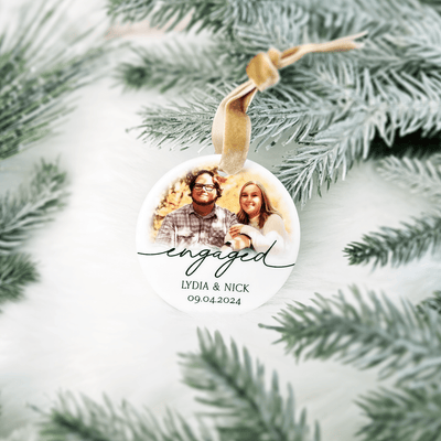 Engaged Christmas Photo Ornament