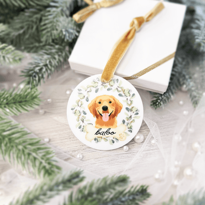 Custom Pet Greenery Christmas Ornament