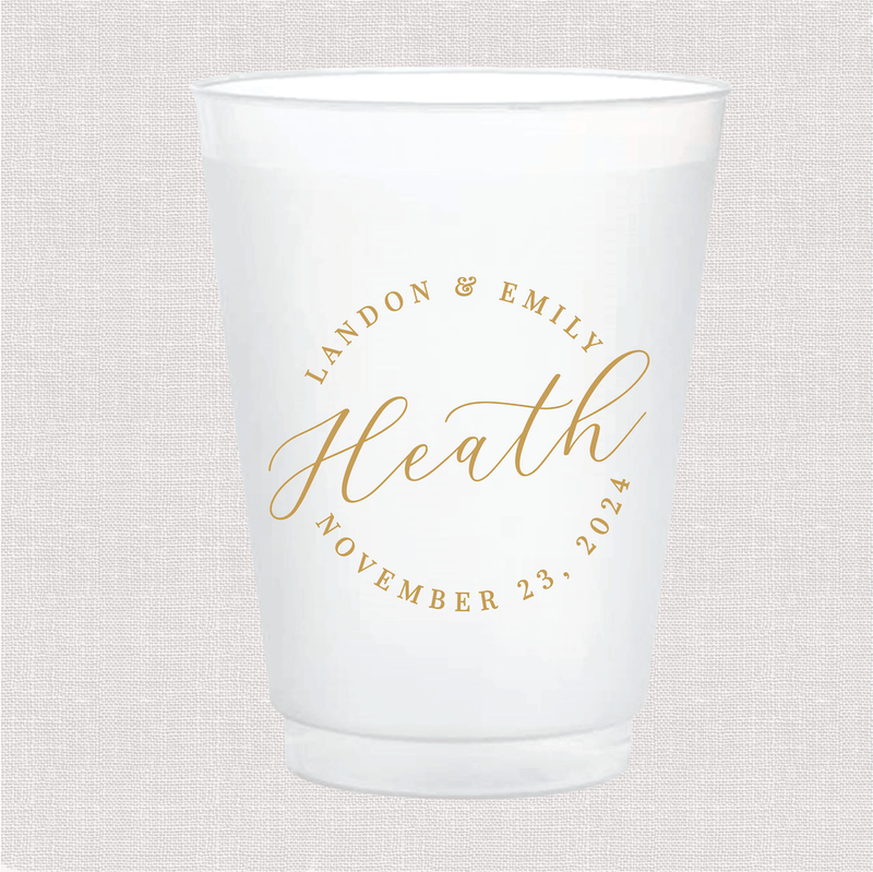 Custom Script Wedding Frosted Shatterproof Cups