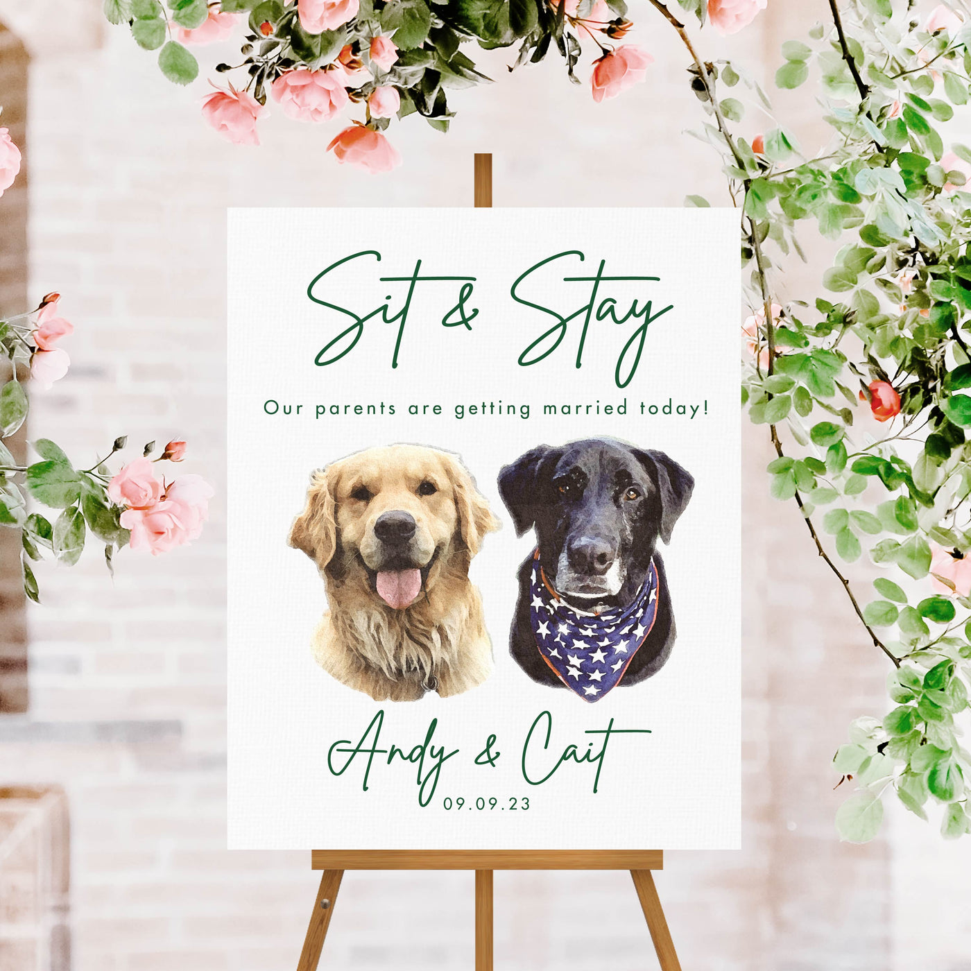 Sit & Stay Pet Welcome Sign - Portrait