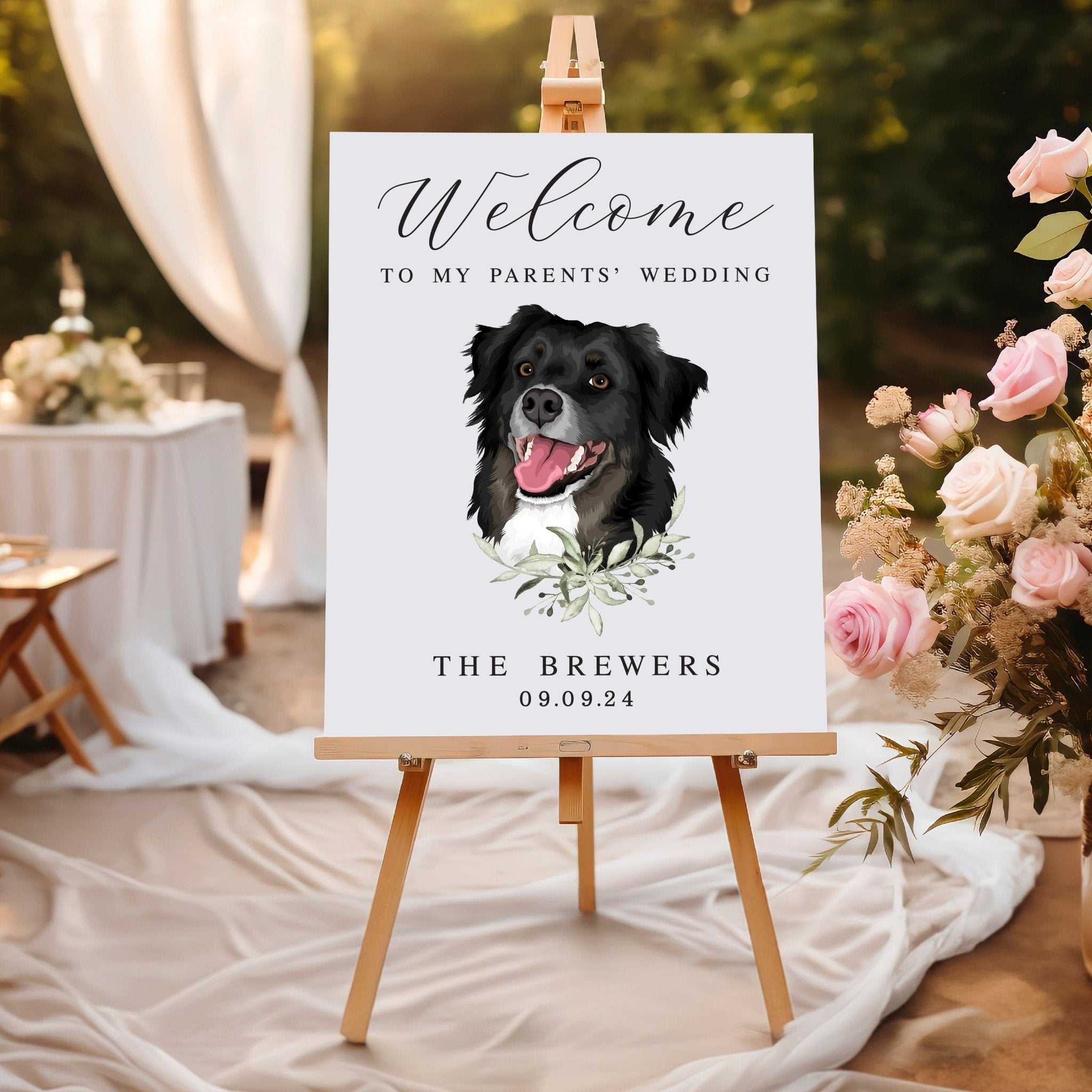 Custom Illustrated Pet Welcome Sign - Portrait - Welcome Sign
