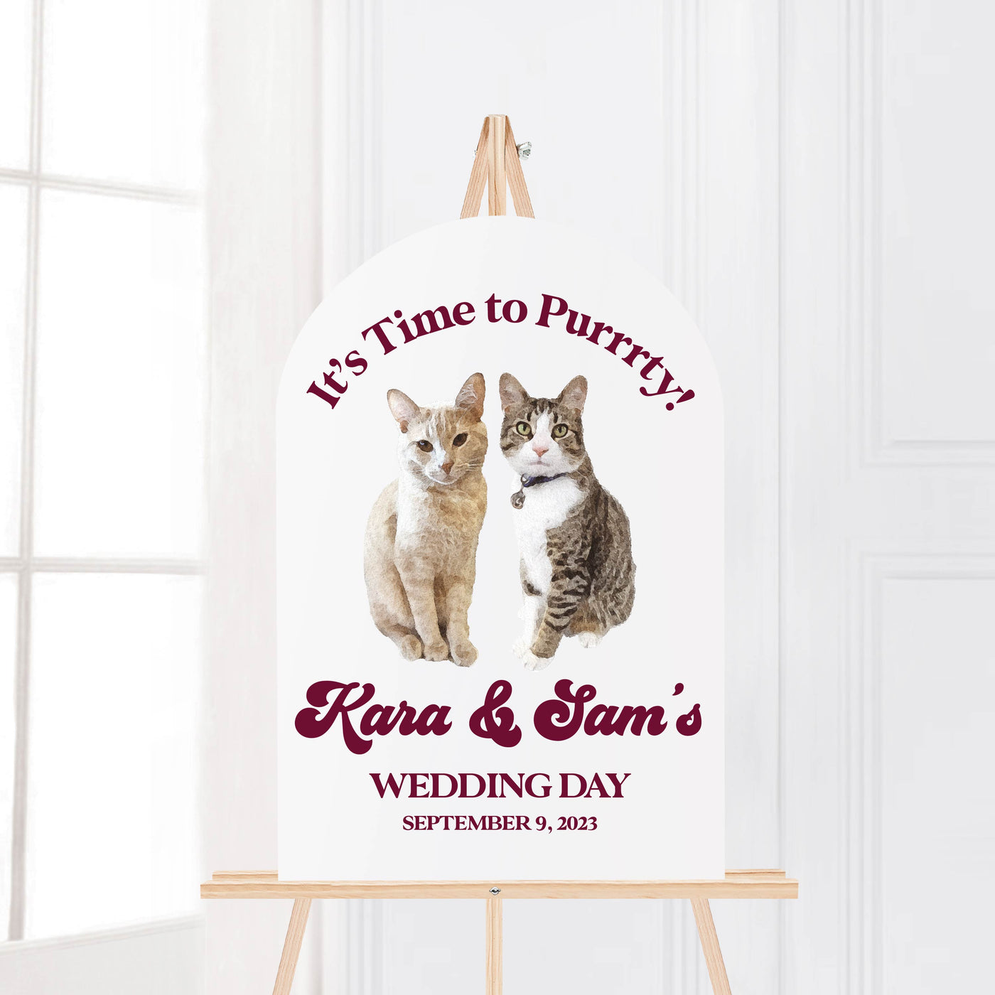Watercolor Cat Wedding Sign - Portrait