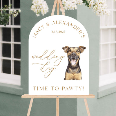 Watercolor Pet Wedding Day Arched Sign - Portrait