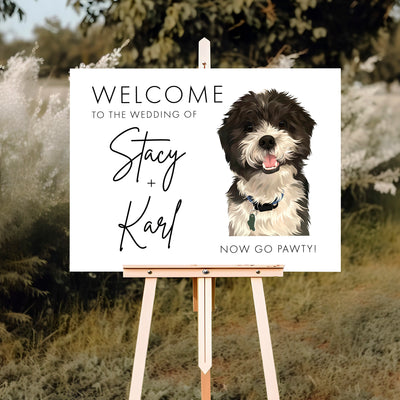 Custom Illustrated Pet Modern Welcome Sign - Landscape