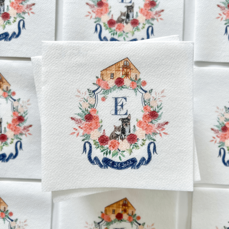 Wedding Crest Full Color Napkins - Napkins - Full Color DIY