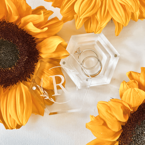Personalized Acrylic Ring Box - Laser Engraved - Ring Box