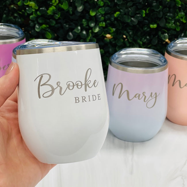 Bridal Party Stemless Wine Glass