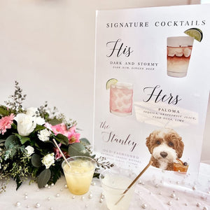 Acrylic Wedding Bar Menu Print -  His, Hers, & Pet