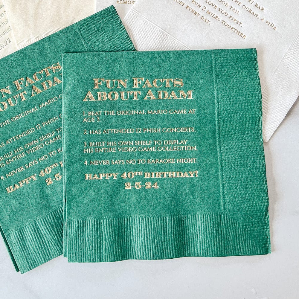 Birthday Fun Fact Napkins - Napkins - Foil Stamped - Fun Fact