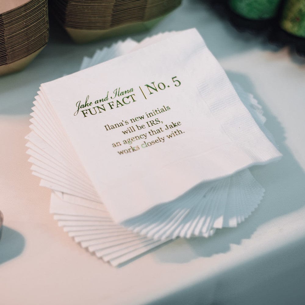 Wedding Individual Fun Fact Napkins - Napkins - Foil Stamped