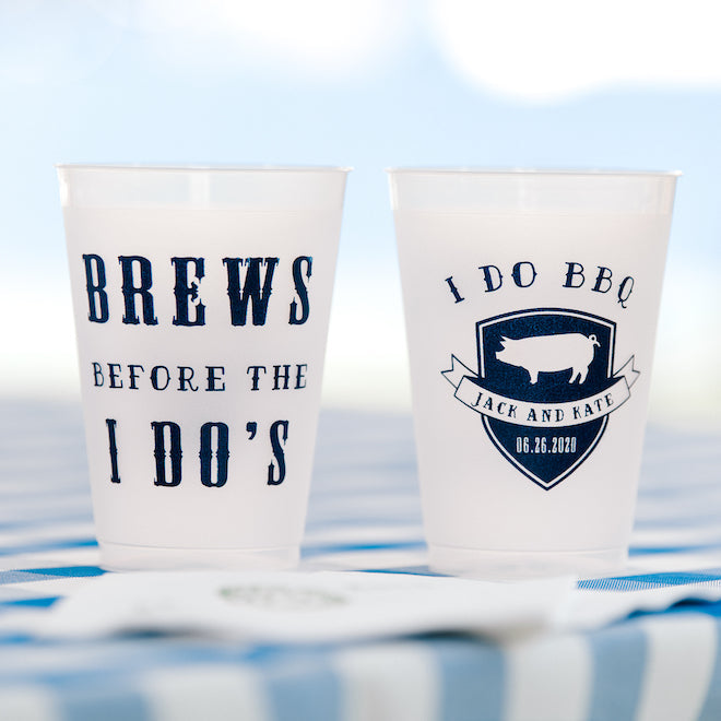 Brews Before the I Dos Plastic Cups, Beers Design Cups, Wedding Brew Cups,  Frosted Party Cups, Custom Wedding Cups, Funny Beer Cups C054 