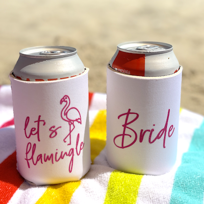 Ready to Ship Bride Can Cooler - Let's Flamingle Bride