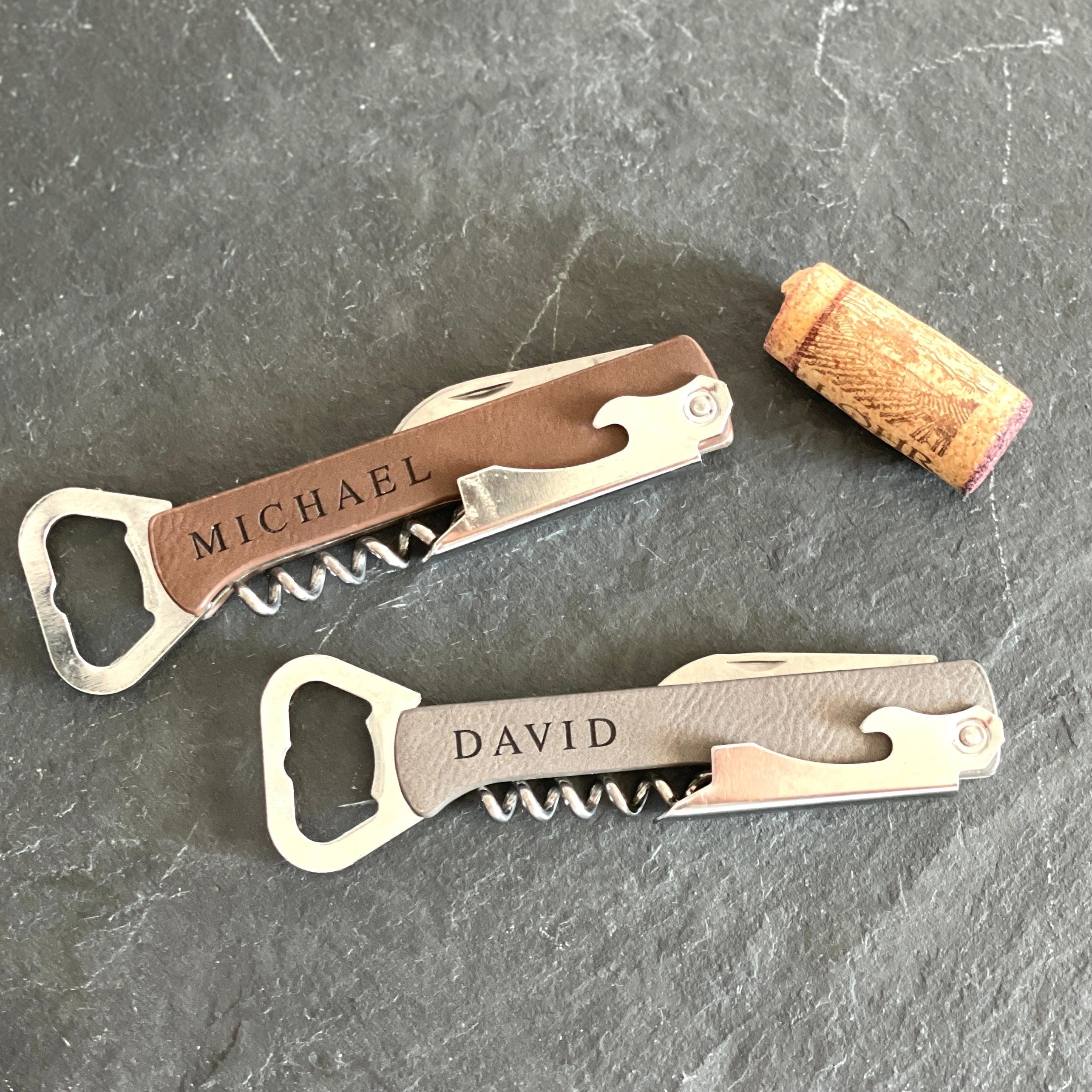 Groomsmen Leather Corkscrew - Bottle Opener