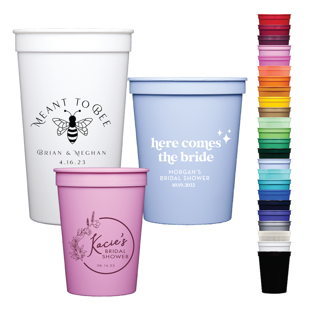 Personalized Bridal Shower Stadium Cups