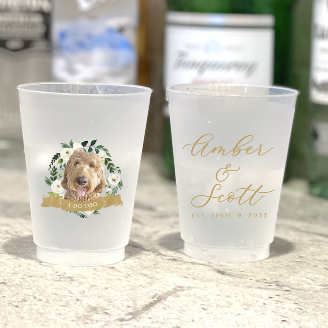 Dog Wedding Full Color Frosted Plastic Cups – Rubi and Lib Design Studio