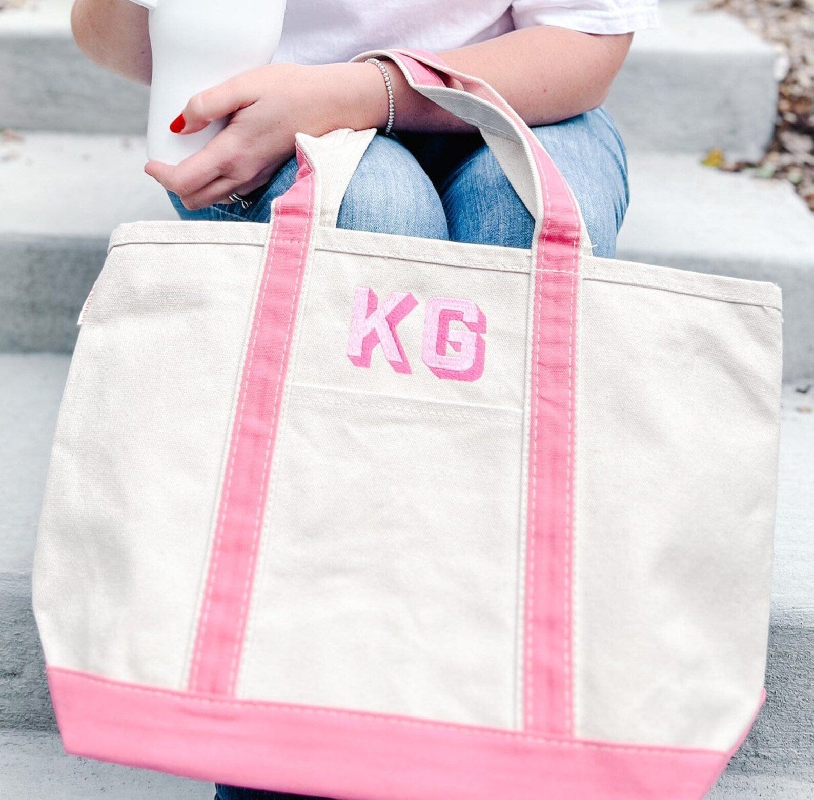 Monogrammed Tote Bag - Embroidery - Tote Bag