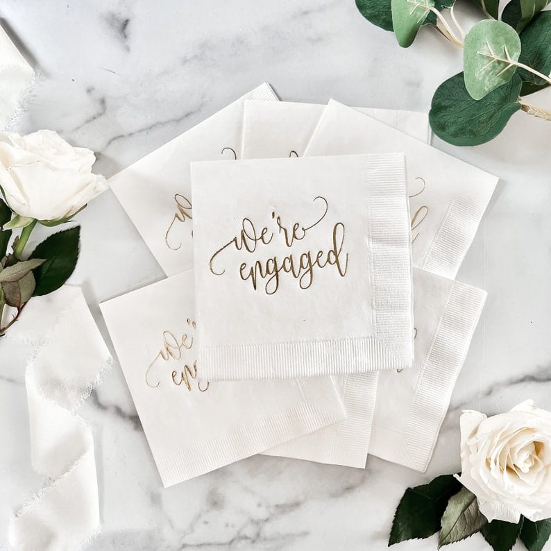 We're Engaged Plastic Cups and Napkins - Quick Ship
