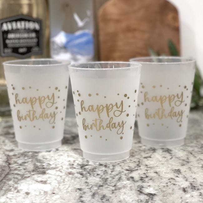 Happy Birthday Plastic Cups and Napkins - Quick Ship